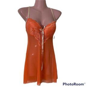 New Just Sexy Lingerie Woman's Chemise and Thong Small Peach